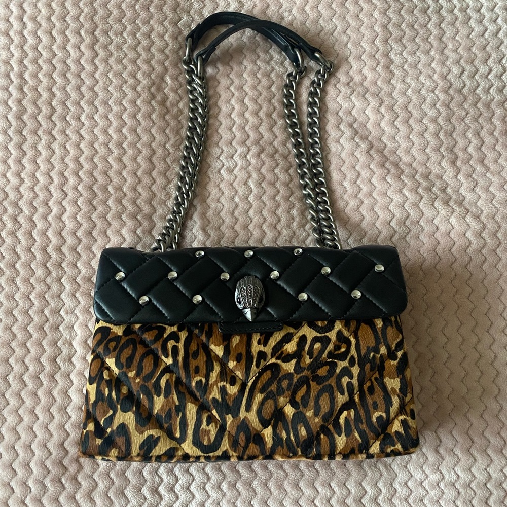 Kurt Geiger Black and Leopard Print Bag
